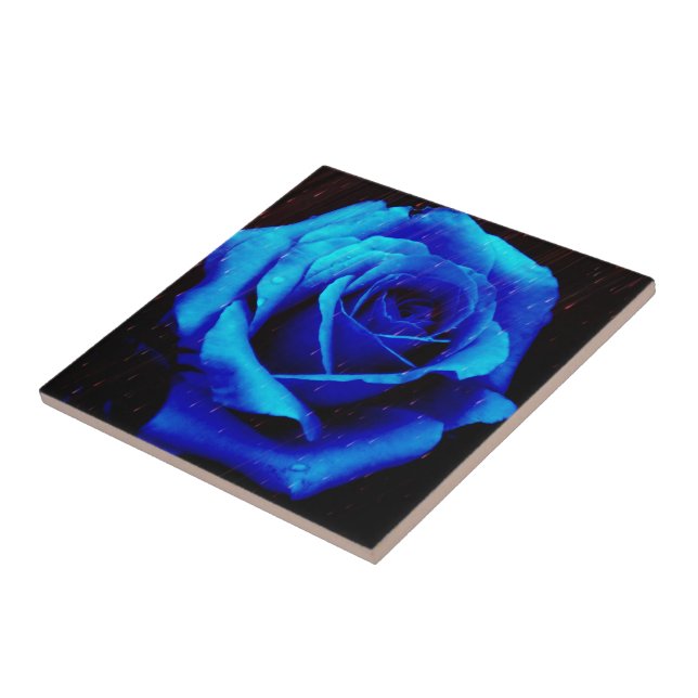 Dramatic Blue Rose Tile (Side)