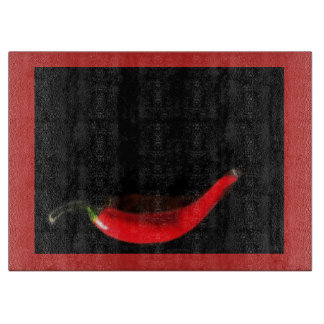 Dramatic bold red and black chilli cutting board