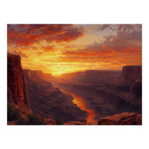 Dramatic Canyon at Sunrise Poster