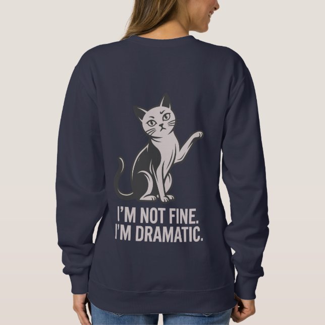 Dramatic Cat blue Woman Sweatshirt (Back)