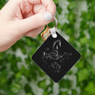 Dramatic Chess Battle – Knight vs. Horse  Key Ring