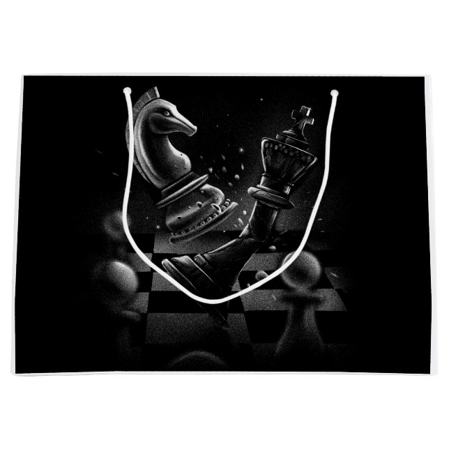 Dramatic Chess Battle – Knight vs. Horse  Large Gift Bag (Front)