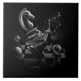 Dramatic Chess Monochrom Ceramic Tile