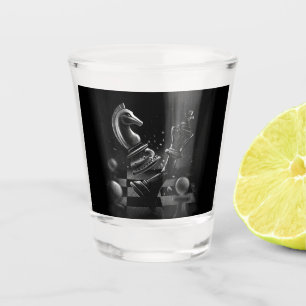 Dramatic Chess Monochrom Shot Glass