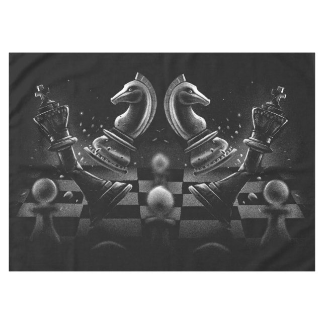 Dramatic Chess Monochrom Tablecloth (Front (Horizontal))