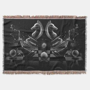 Dramatic Chess Monochrom Throw Blanket