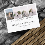 Dramatic Chic Script 4 Photo Collage Save The Date Postcard<br><div class="desc">Surprise your friends & family with these elegant postcards,  featuring 4 custom photos & text of your choice. Easily add your own info and pictures by clicking on the "personalise" option.</div>