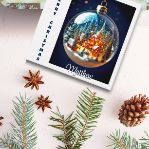 Dramatic Christmas scenery in a bauble gift tag