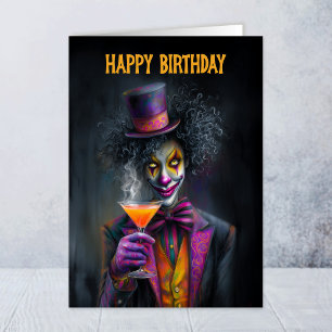 Dramatic Circus Clown Birthday Greeting Card