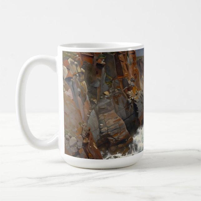 Dramatic Coastal Cliffs Crashing Waves Seascape Coffee Mug (Left)