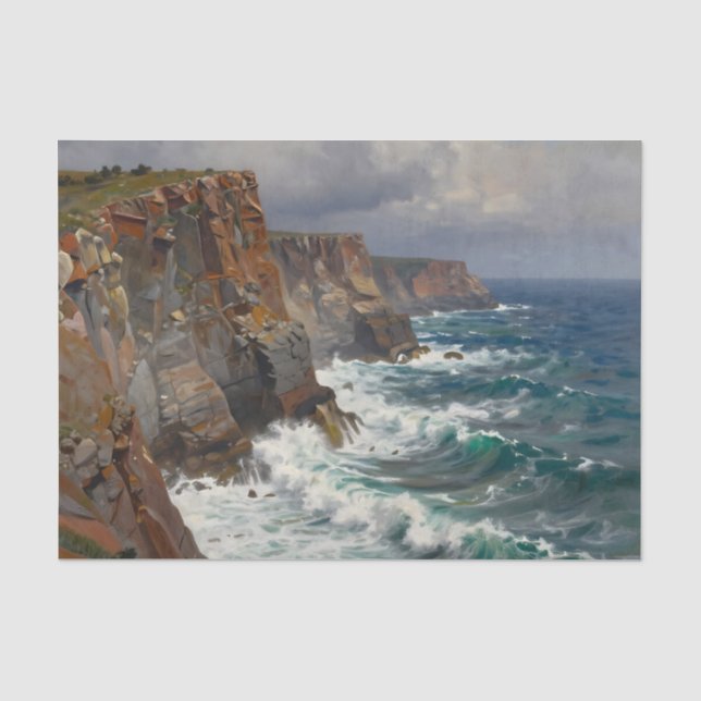 Dramatic Coastal Cliffs Crashing Waves Seascape Tissue Paper (Front)