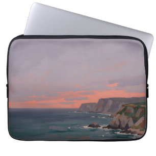 Dramatic Coastal Cliffs Pink Sunset Ocean Laptop Sleeve