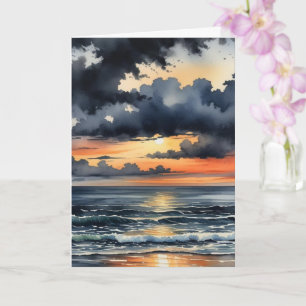Dramatic Coastal Sunset Blank Card