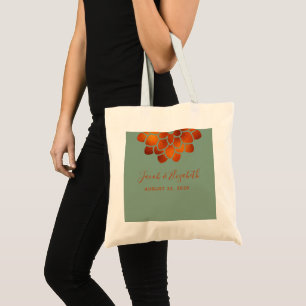 Dramatic Copper Flower on Green Wedding Tote Bag