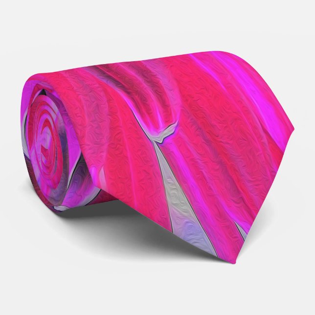 Dramatic Crimson Red and Pink Dahlia Flower Tie (Rolled)