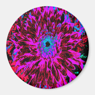 Dramatic Crimson Red, Purple and Black Dahlia Magnet