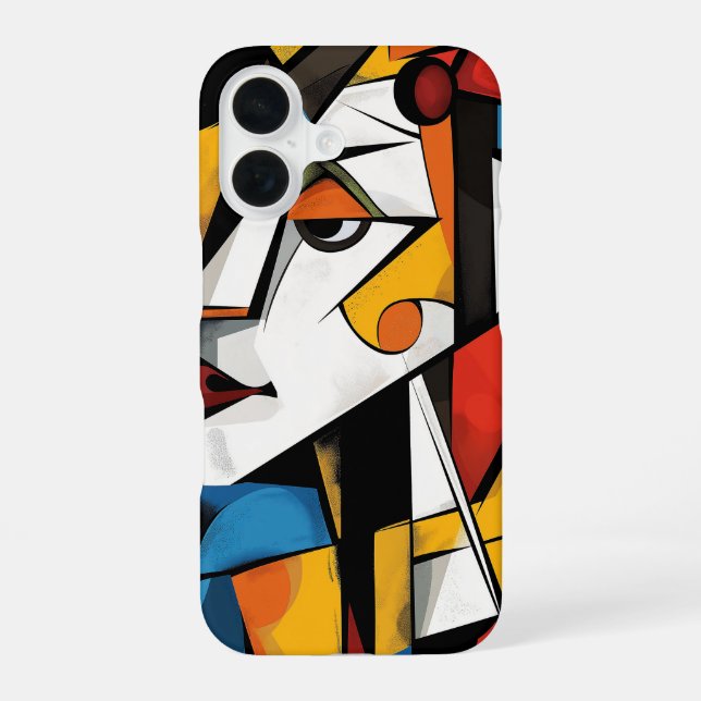 Dramatic Cubist Abstract Art Design iPhone 16 Case (Back)