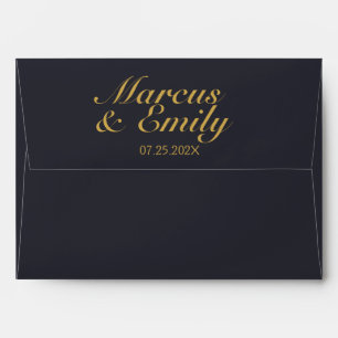 Dramatic Dark Blue & Antique Gold   Envelope