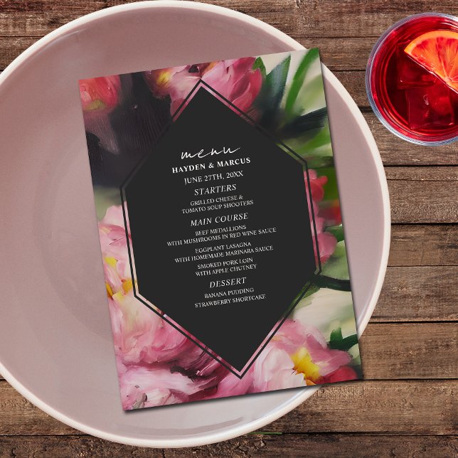 Dramatic Dark Floral Wedding Menu (Creator Uploaded)