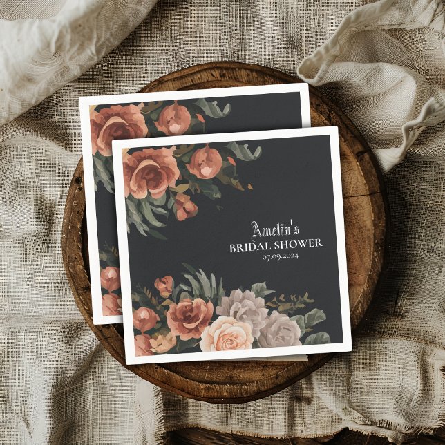 Dramatic dark moody vintage Fall bridal shower  Napkin (Creator Uploaded)