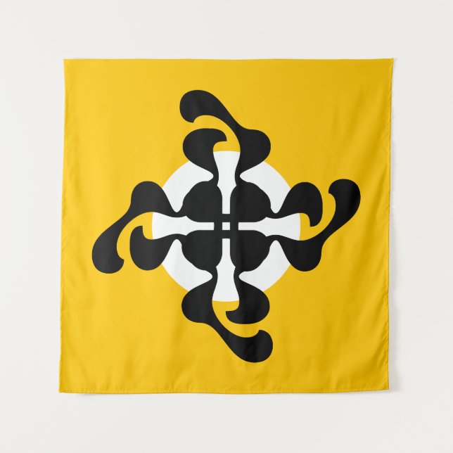 Dramatic dubble Q mirrored Modern yellow black Tapestry (Front)