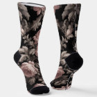 Dramatic Dusty Rose and Black Toile Crew Socks