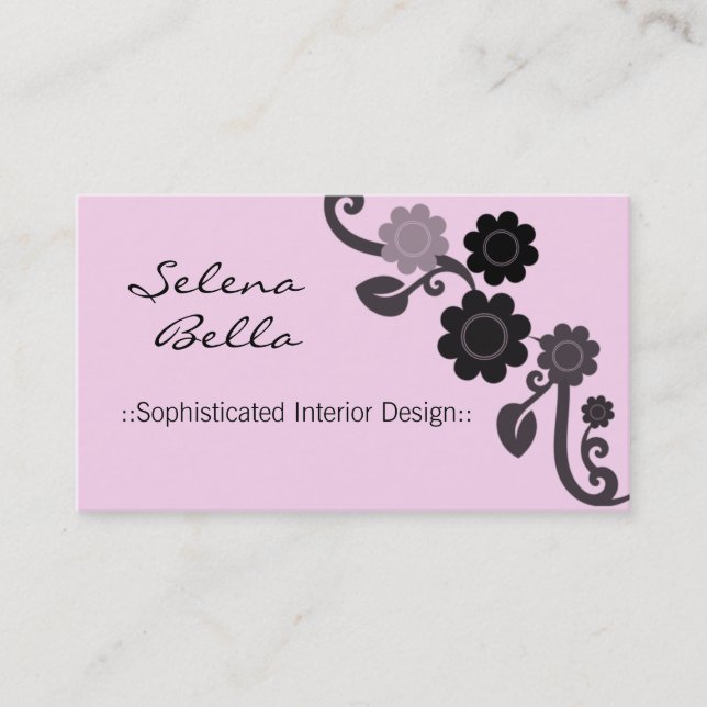 Dramatic Elegance Floral Business Card, Pink Blush Business Card (Front)
