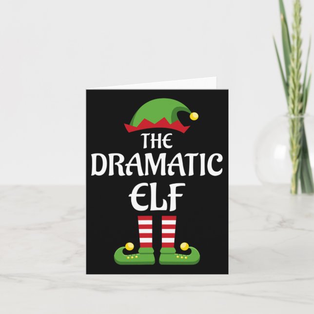 Dramatic Elf Family Matching Group Christmas  Card (Front)