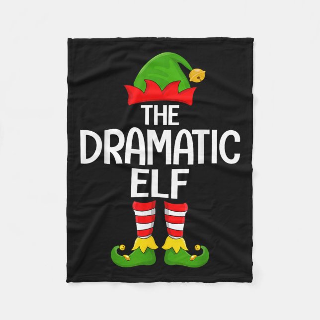 Dramatic Elf Xmas Matching Family Elf Squad Christ Fleece Blanket (Front)