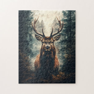 Dramatic Elk in the Woods Jigsaw Puzzle