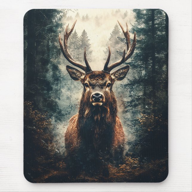 Dramatic Elk in the Woods Mouse Pad (Front)