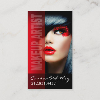 Dramatic Eyes Makeup Artist | red Business Card
