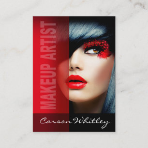 Dramatic Eyes Makeup Artist   red Business Card