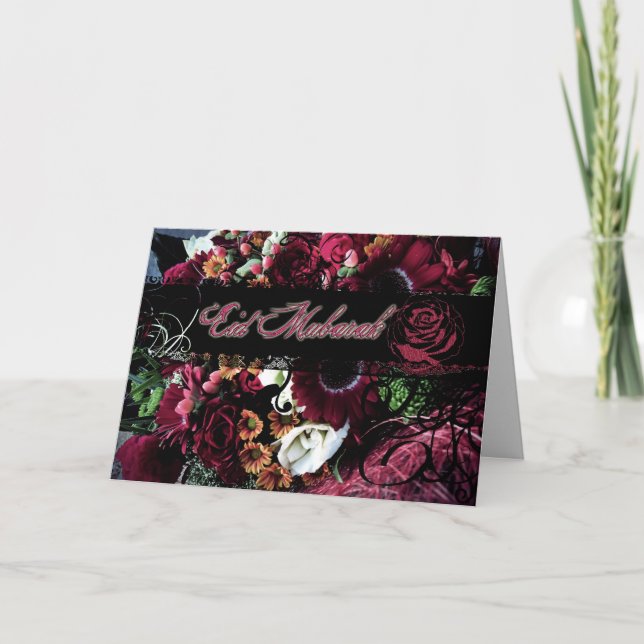Dramatic Floral Eid Mubarak Card (Front)