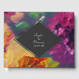 Dramatic Floral Multicolor Botanical Wedding Guest Book