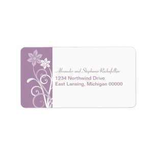 Dramatic Floral Swirls Address Labels, Purple Label