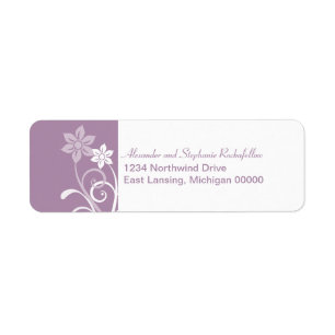 Dramatic Floral Swirls Return Address Labels, Purp Label