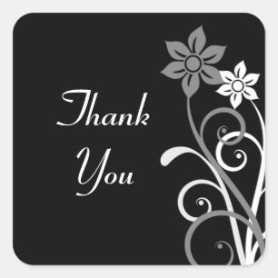 Dramatic Floral Swirls Thank You Stickers