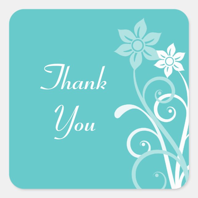Dramatic Floral Swirls Thank You Stickers (Front)