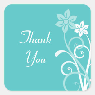 Dramatic Floral Swirls Thank You Stickers