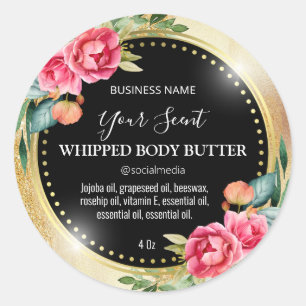 Dramatic Gold Glitter And Ink Body Butter Labels