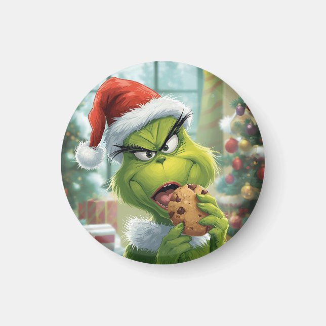 Dramatic Grinch Tasting Cookie – Humorous Holiday  Magnet (Front)
