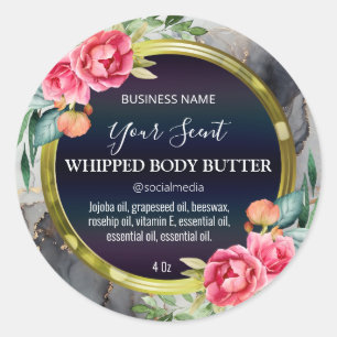 Dramatic Ink Floral Black Body Butter Labels