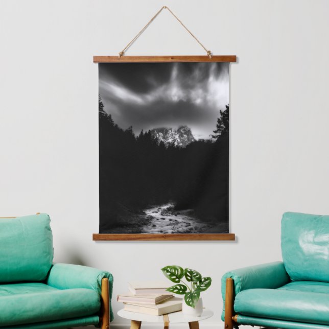 Dramatic landscape of mountains and river hanging tapestry (Living Room)