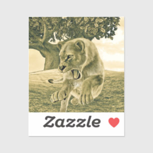 Dramatic Lioness Safari Wildlife Art