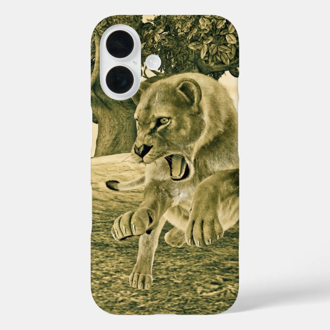Dramatic Lioness Safari Wildlife Art Case-Mate iPhone Case (Back)