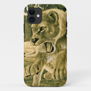 Dramatic Lioness Safari Wildlife Art iPhone 11 Case