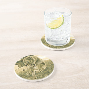 Dramatic Lioness Safari Wildlife Art Coaster