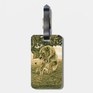 Dramatic Lioness Safari Wildlife Art Luggage Tag