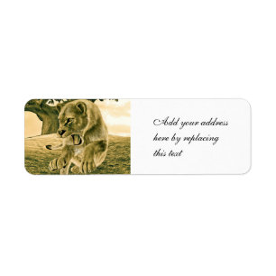 Dramatic Lioness Safari Wildlife Art Return Address Label